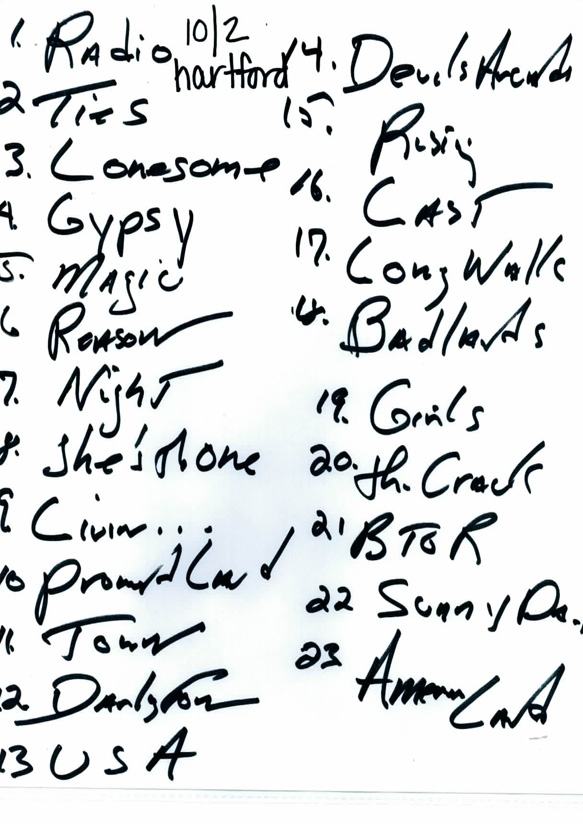 10/2 Springsteen Setlist